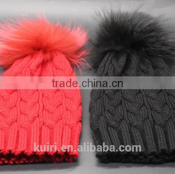 Children Fur Pompom Hat Baby Boys Girls Winter Beanie Hats Wool Knitted Caps For Kids 2016 Hot Sale photo-2