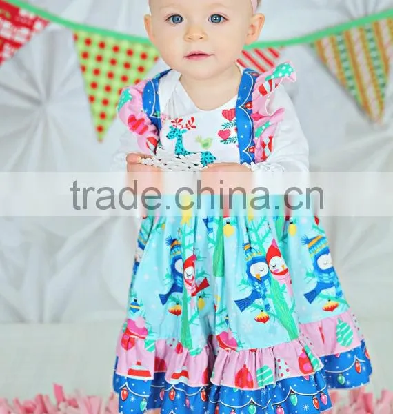 Baby Girl Christmas Dress Kids Reindeer Printed Flutter Sleeve Dress photo-3