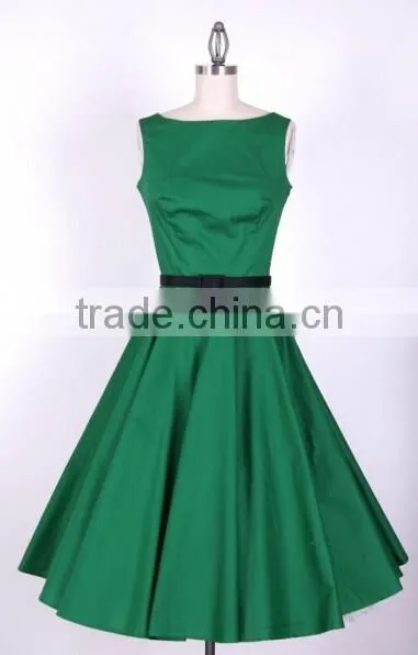 Walson Instyles Wholesale Womens Retro Audrey Hepburn Swing Dress 50s Rockabilly Party Dress Boat Neck photo-2