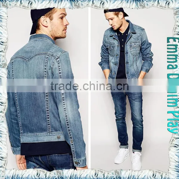 2016 Mens Pale Blue Bomber High Quality Fashion Style New Denim Jackets for Spring-Summer photo-2