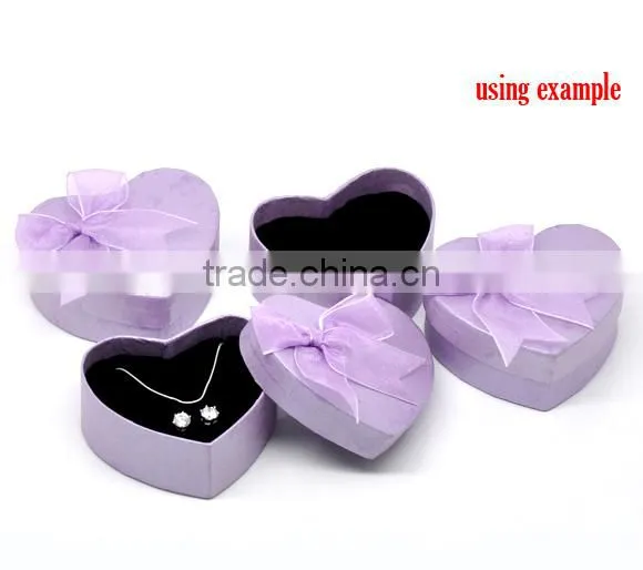 Mauve Heart Shaped Wedding Jewelry Necklaces /Rings Display Gift Paper Box Cases photo-3
