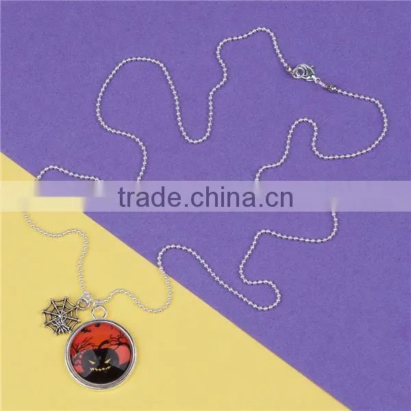 Hot Sale Silver Plated Cobweb Pumpkin Copper Halloween Necklace photo-3