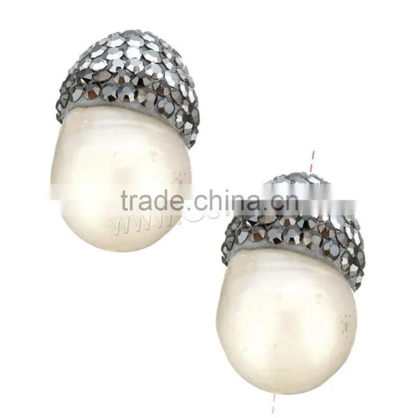 Raw Pearls Natural Freshwater Loose Pearl Beads With Rhinestone Clay Pave photo-3