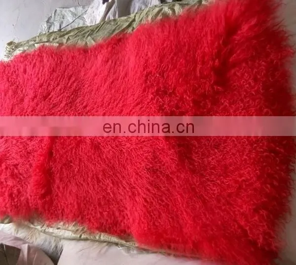 Factory Wholesale Long Hair Tanned Real Mongolian Tibetan Lamb Fur Plate photo-2