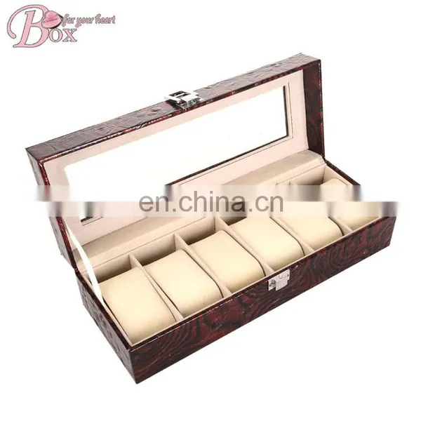 Brown Rectangle Wrist-watches Box With Mirror photo-2