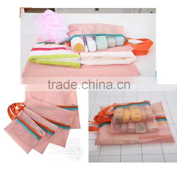 Good Bag 4 Pcs/set Portable Handle Mesh Travel Pouch Tote Bag Packable Zipper Toiletry Tote Underwear Organizer Storage Bag photo-6