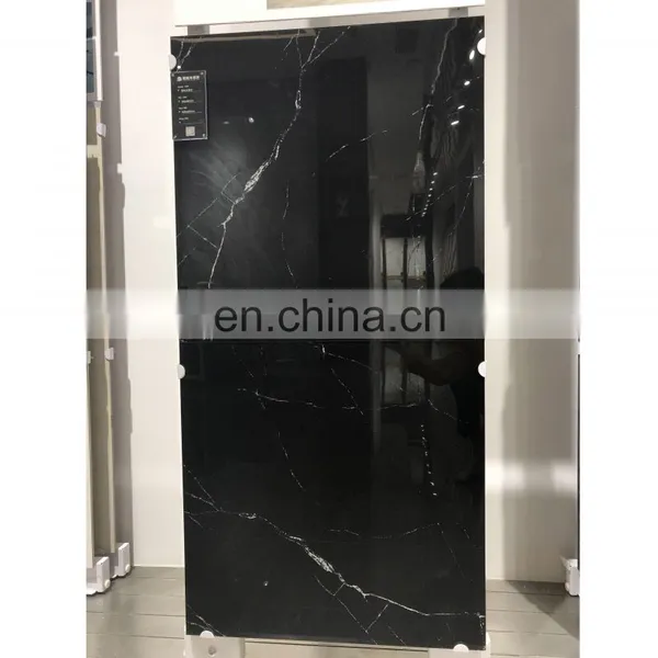 600x600 Black Glazed Full Body Glossy Dark Porcelain Floor Tiles JM63807DF photo-2