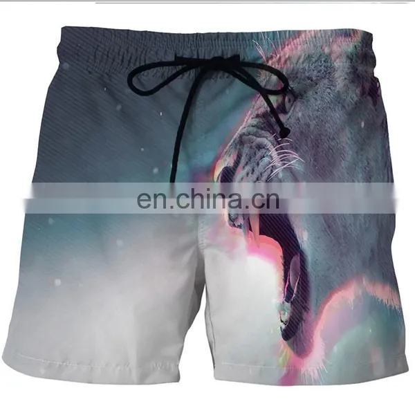 Wholesale Lion Printing Men Summer Beach Swim Shorts With Drawstring photo-4