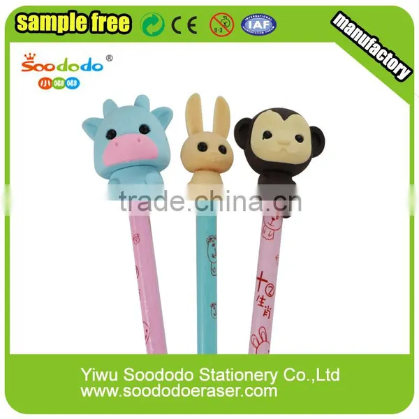 Wooden Pencil With Cartoon Animal Eraser photo-2