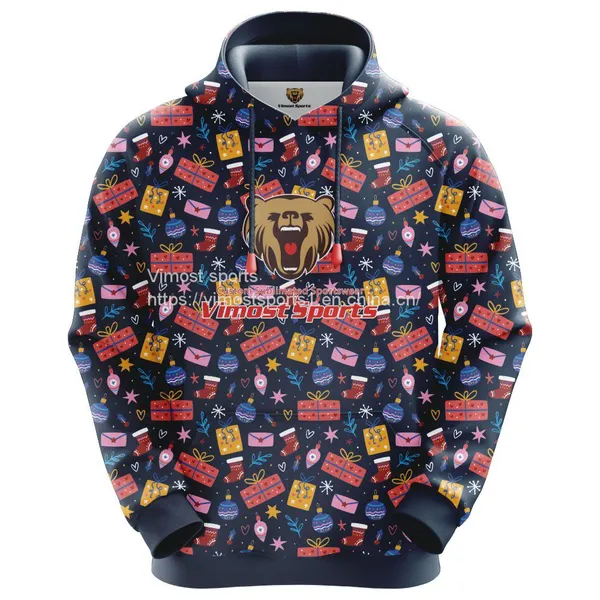 Black Customized Sublimation Hoodie With Gift and Sock Pattern photo-2