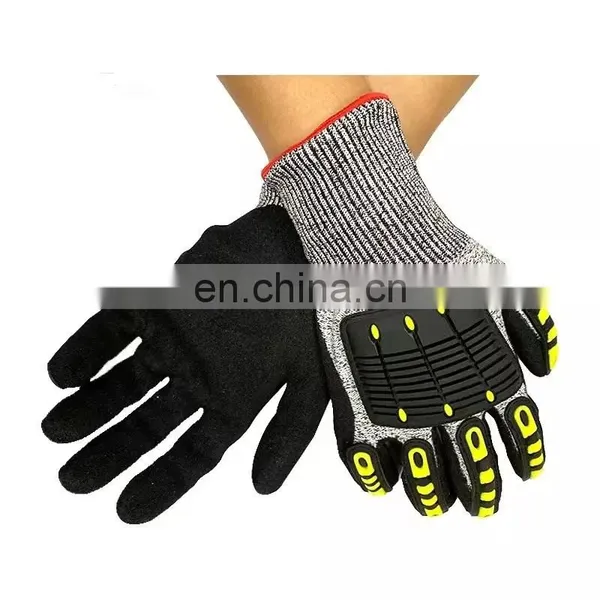 Construction TPR Mechanical Impact Cut Resistant HPPE Nitrile Coated Safety Gloves For Work photo-3