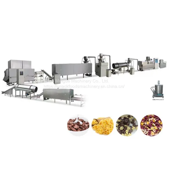 2024 Popular Twin Screw Extruder Corn Flakes Extruding Making Machine Breakfast Cereal Corn Flakes Production Line photo-2