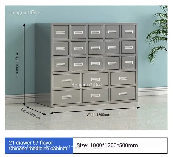 16 Drawer Stainless Steel Herb Cabinet | 48 Herbs, 3 Compartments Per Drawer for Clinic Storage