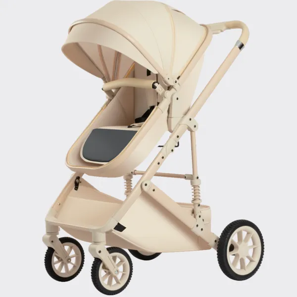 High Landscape Baby Stroller - Foldable With Large Storage, 4-Wheel Shock Absorption for 0-3 Years Toddler