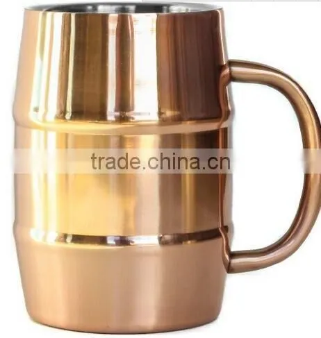 Passed FDA, CA65 Double Wall Barrel Shaped Stainless Steel Beer Mug 18oz/copper Plating Beer Mug photo-4