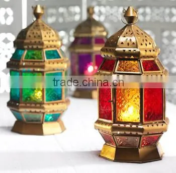 Candle Lantern Colour Glass Lantern ST-1232