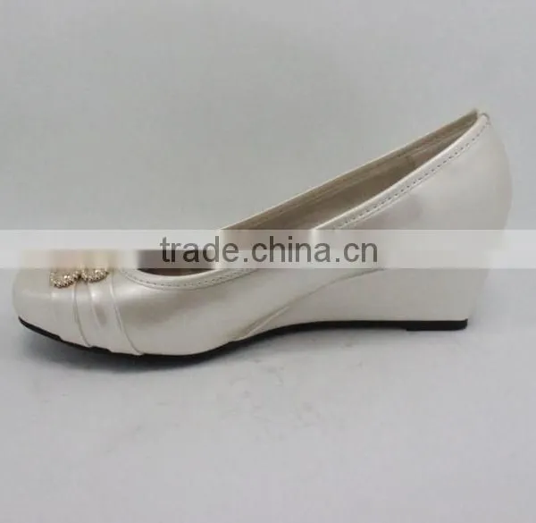 High Quality Silver Mid Heels Wedge Shoes Ladies Fashion Square Toe Shoes photo-3