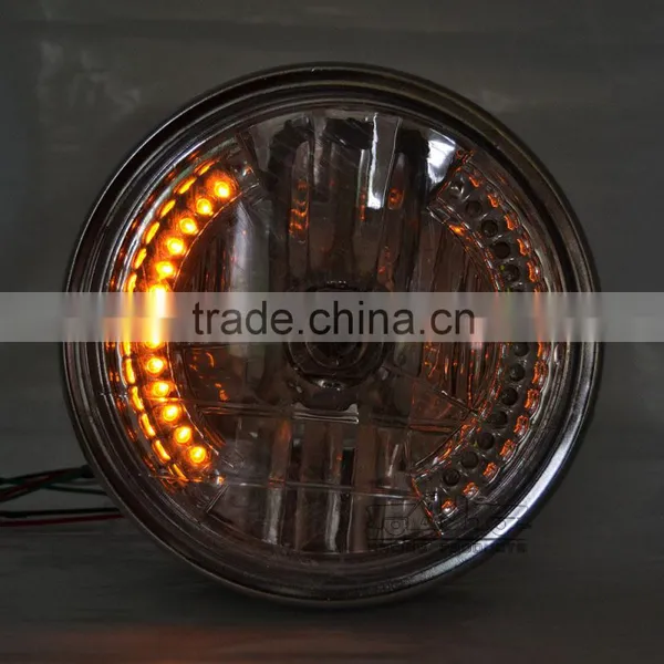 BJ-HL-008 Wholesale Sport Bike Amber Round Black 35W 26 LED Headlight Motorcycle photo-5