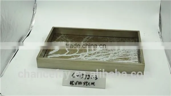Lovely Style Wooden Glass Mirror Tray for Home Decorative photo-2