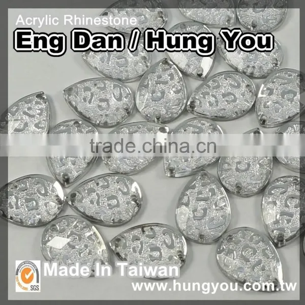 Made in Taiwan Oval Shape With 2 Holes Flat Back Sew On Rhinestone for Clothing photo-3