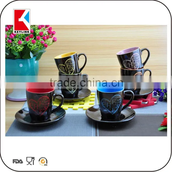 Wholesale Custom Logo Printing Chocolate Ceramic Cups 12pcs Tea Ceramic Cup and Saucer photo-4