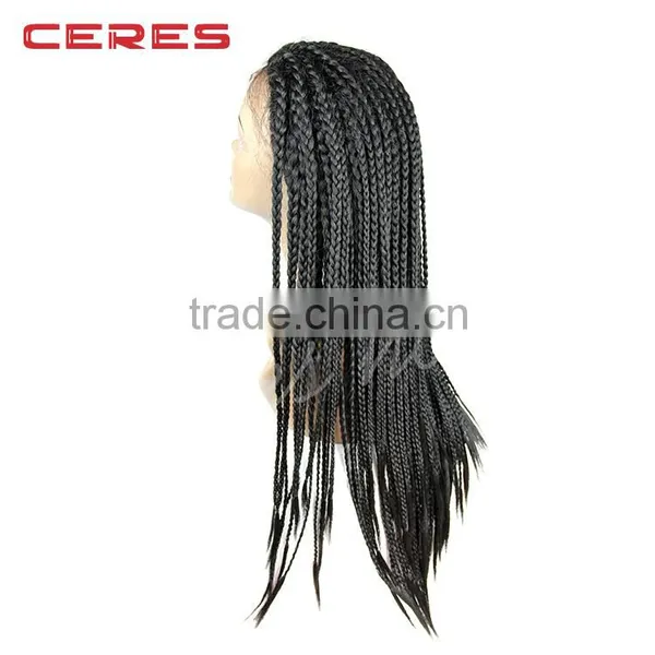 Cheap Natural Black Color Lace Front African Braided Wig for Black Women photo-3