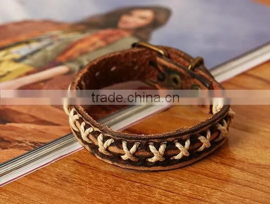 Fashion Jewelry Leather Bracelet Punk Motorcycle Biker Bangle Bracelets photo-5