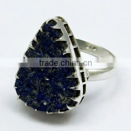 Forever !! Pear Shape Lapis Druzy 925 Sterling Silver Ring, Gemstone Silver Jewelry, Handmade Silver Jewelry photo-3
