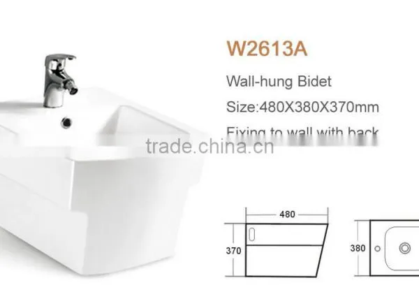 Bathroom Women Using Square Shape Wall-hung Toilet Bidet photo-2