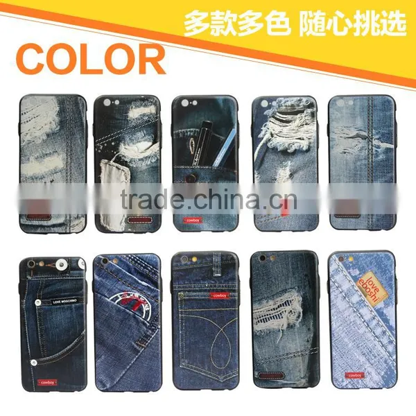 2016 Newest Mobile PhoneTPU +PC Cover Case Jeans Emboss Printing 3D UV Printing for IPhone 6 6s 6plus
