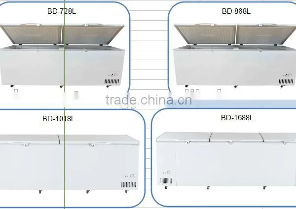 100-1700L Chest Freezer Double Door Chest Freezer Horizontal Freezer photo-3
