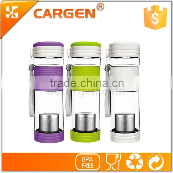 Silicone Sleeve Plastic Sport Tea Strainer Water Bottle photo-2