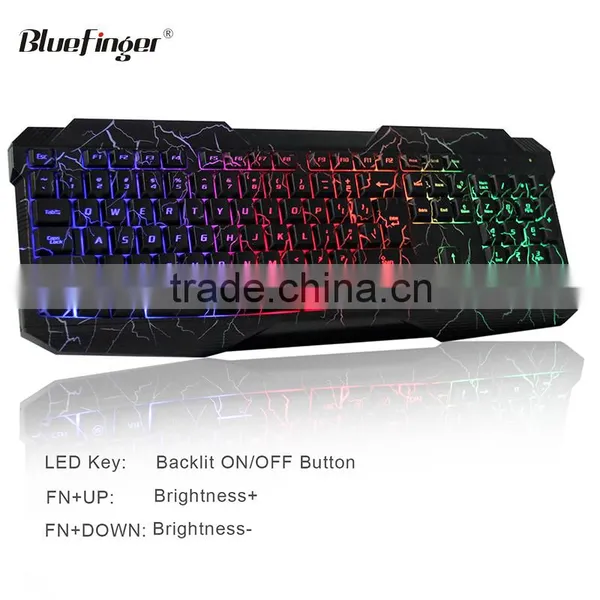 Colorful Cool Cheaper USB Wired Keyboard in Rainbow Crack Parttern photo-2