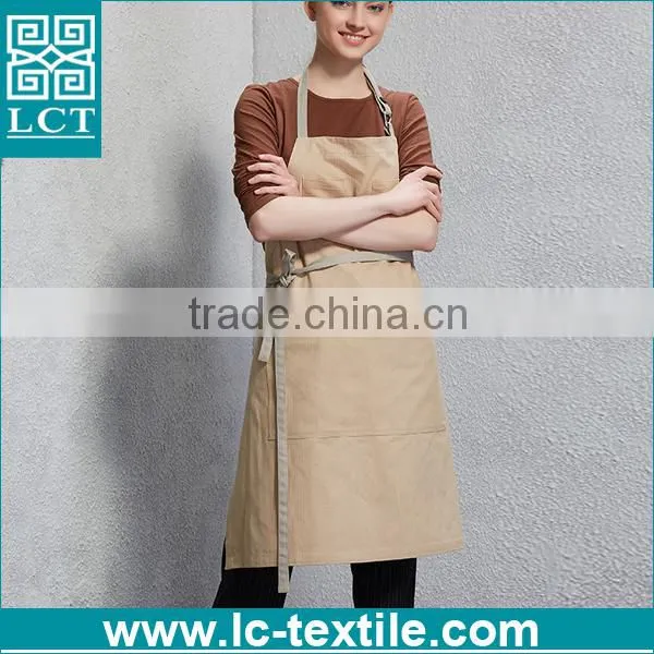 Blank Beige Colored Denim Apron Bib Dress for Girls photo-2