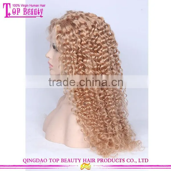 180% Density Blonde Curly Wigs Human Hair Afro Lace Front Wigs Kinky Curly For White Women photo-4