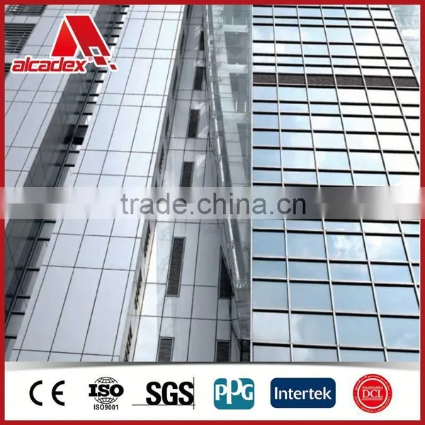 aluminum composite panel made of fireproof plastic core with two layers of aluminum sheets for decorative use