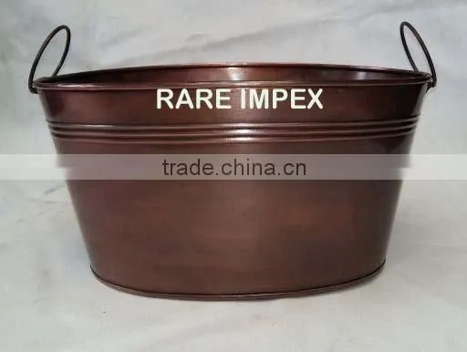 Atique Copper Finish Iron Bucket Planter