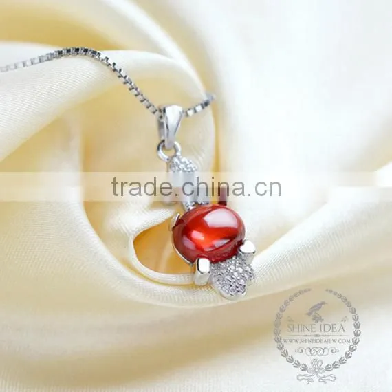 925 Sterling Silver Oval Garnet Necklace Fashion Women Necklace Supplies 6360445 photo-2