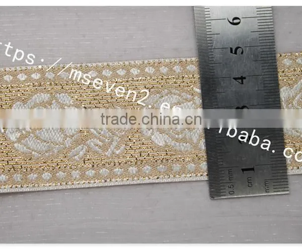 Newest Design 4.5 cm Width Ethnic Embroidery Gold Lace Trim for Garment photo-2