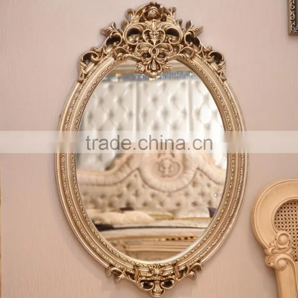 Graceful Flower Carving Oval Wall Mirror photo-2