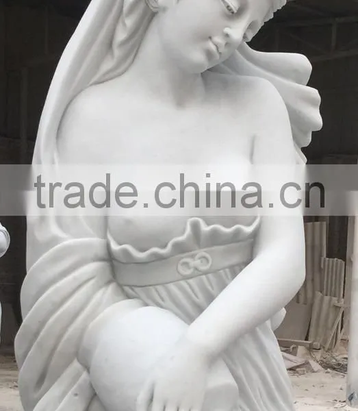 Natural Marble Stone Carved Woman Garden Statue photo-2