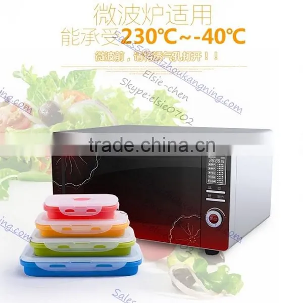 Silicone Outdoor Lunch Box Silicone Collapsible Outdoor Lunch Box Silicone NON Leaking Lunch Box photo-4
