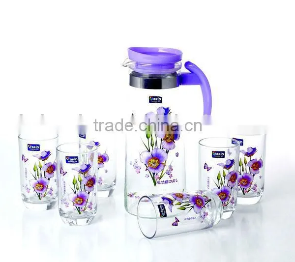 Wholesale Glass 7pcs Water Set With Heat Transfer Printing photo-3