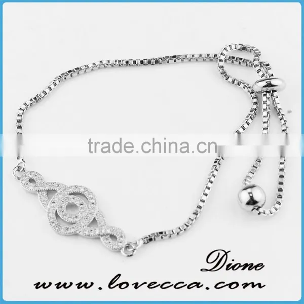 White Gold Plated Girls Love Queen Crown Zircon Silver Bracelets photo-6