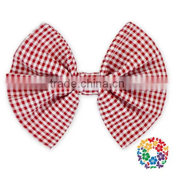 Sweet Little Girls Hair Accessories Orange Grid Hair Bow for Kids photo-5