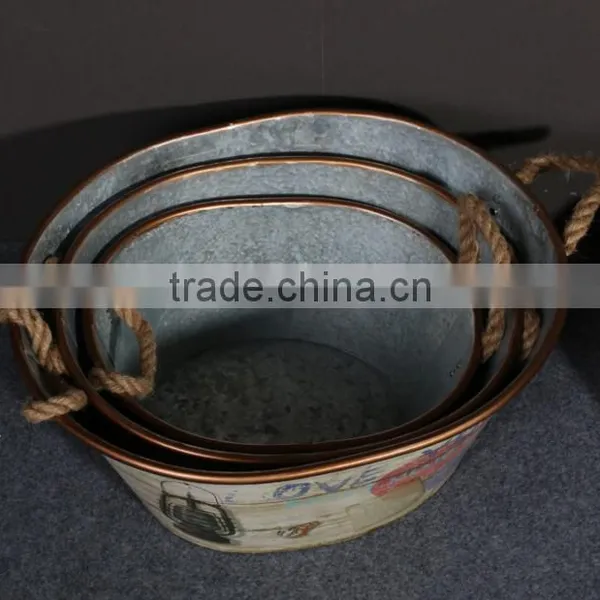 Beer Ice Bucket Galvanized Metal Ice Bucket Oval Shape Metal Ice Bucket photo-4