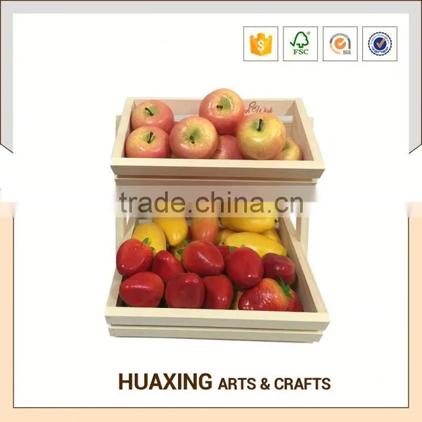 Modern Style Wood Slice Wooden Fruit Basket photo-2