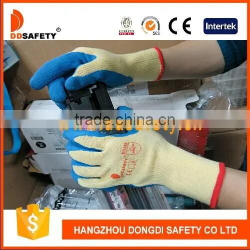 DDSAFETY Fluorescence Acrylic Liner Blue Latex Crinkle Finished Cut Resistance Glove photo-2