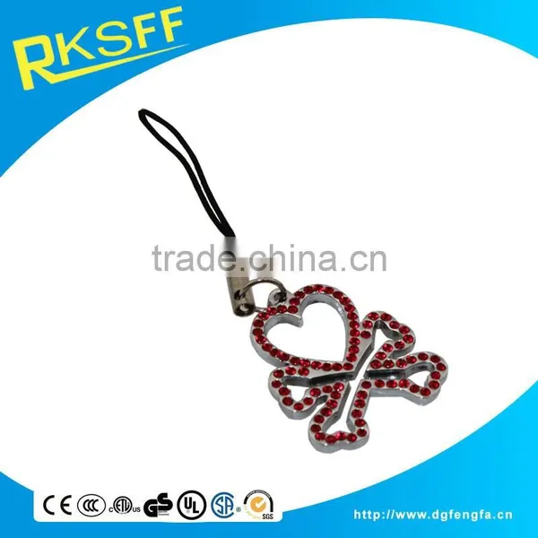 Skeleton Shaped Zinc Alloy Mobile Phone Strap With Different Diamond Color For Choose photo-5