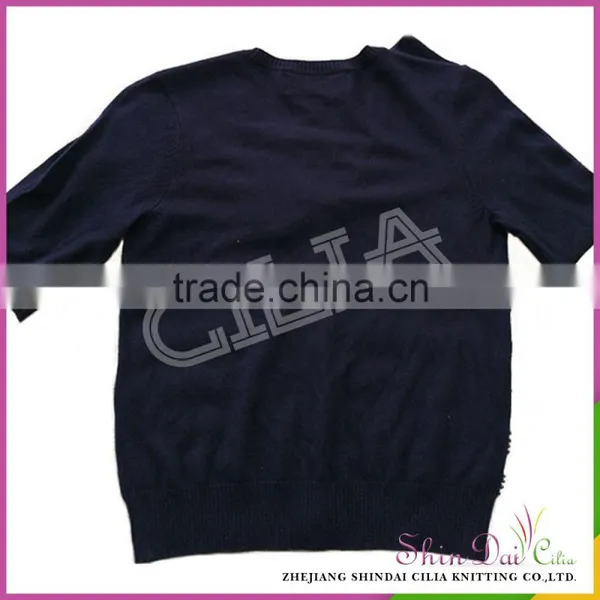 Factory Directly Wholesale Girl v Neck Knitting Sweater Coat With Peal photo-2